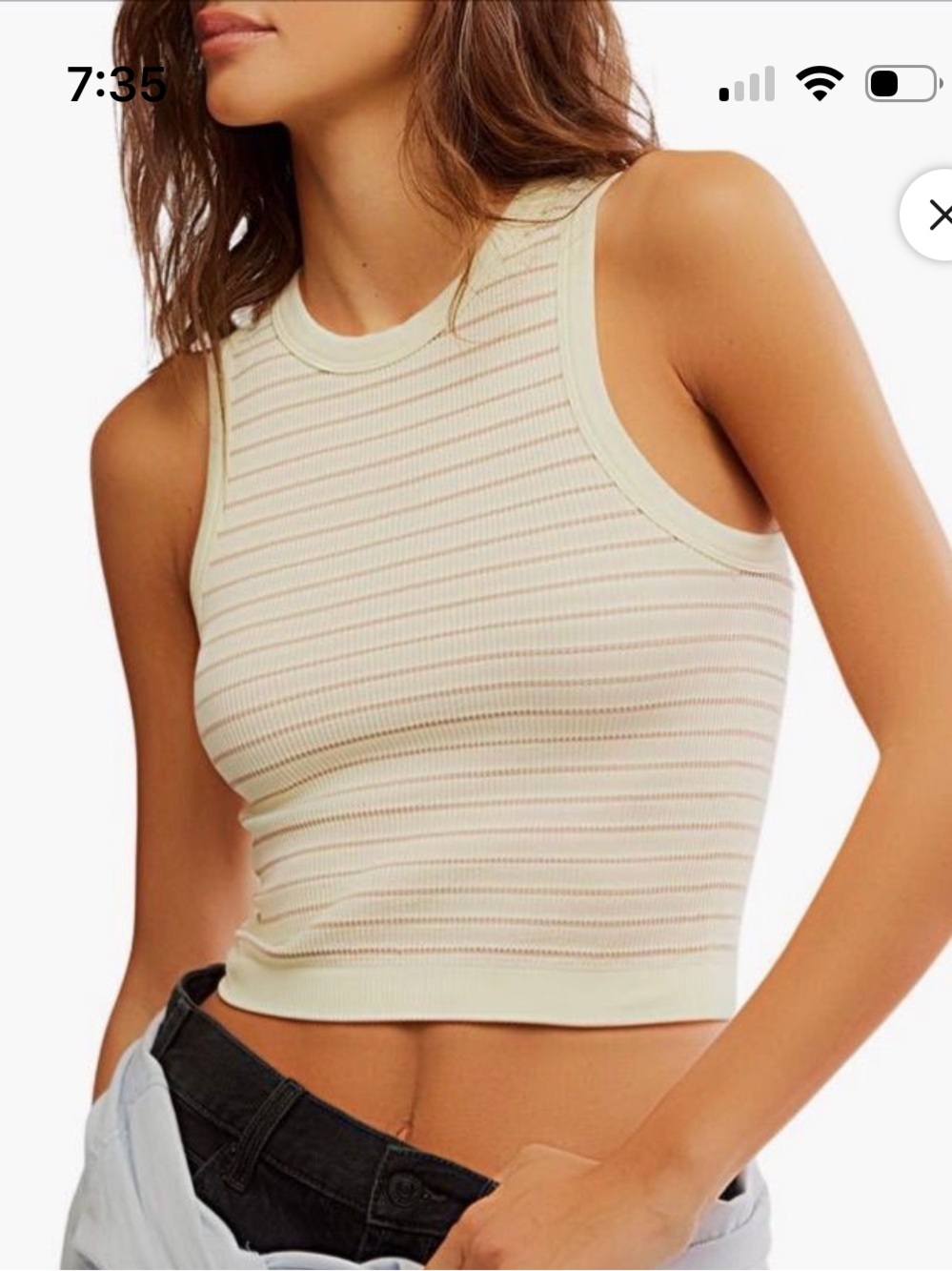 Free People You’re Up Stripped Cream Ribbed Sleeveless Tank Top NWOT M/L